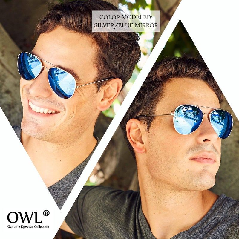 OWL 12 Pack Bulk Aviator Sunglasses Metal Gold, Silver, Black Frame for Men Women Party Glasses - Image 5